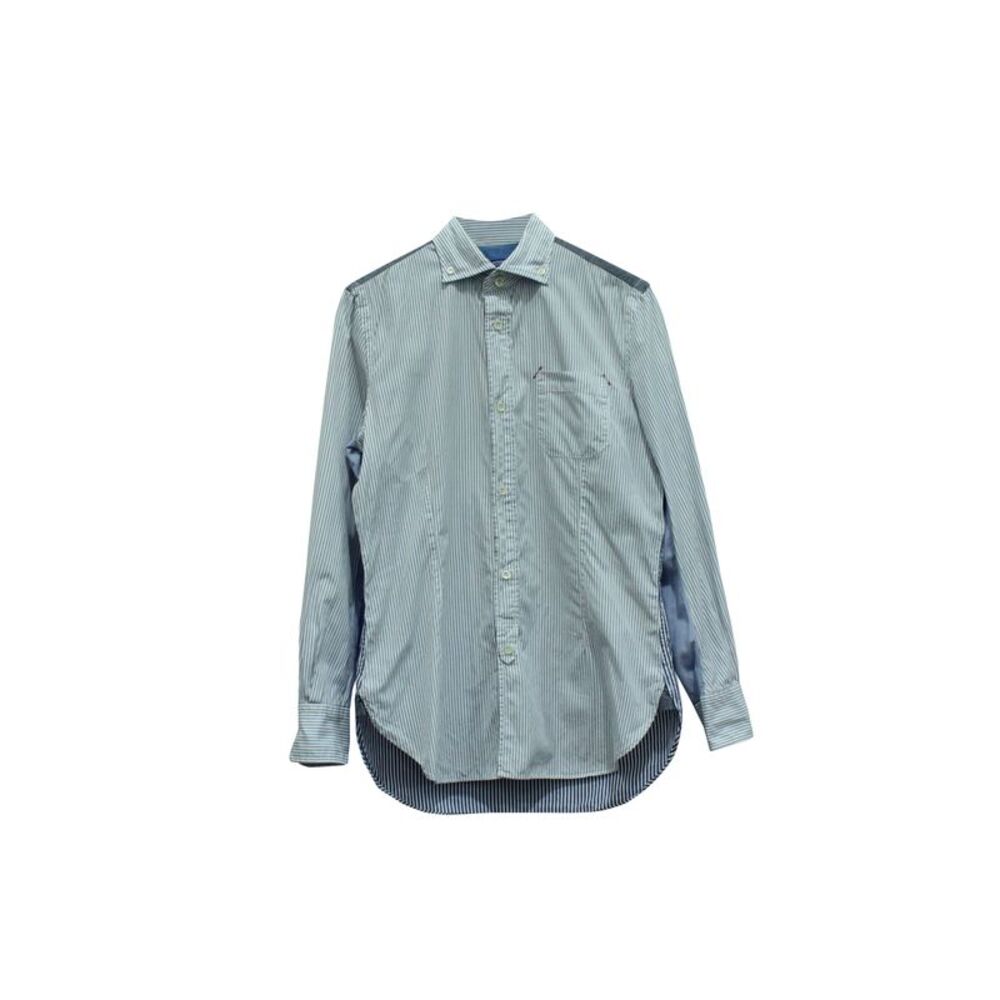 Junya Watanabe x Comme Des Garcon Striped Button Down Shirt in Blue Cotton